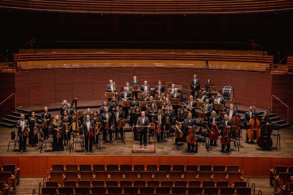 The Orlando Symphony Orchestra on stage at Steinmetz Hall in Orlando Florida